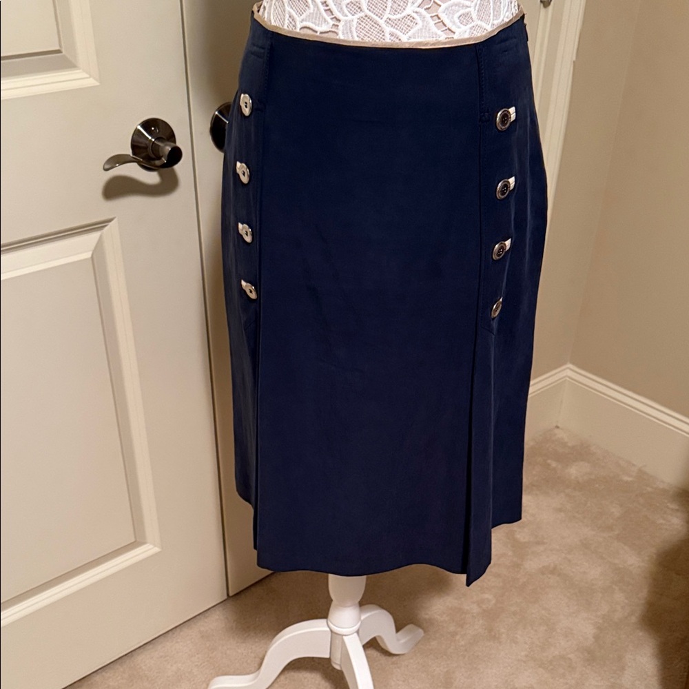 Karen Millen Dark Blue Midi Skirt with Button Details